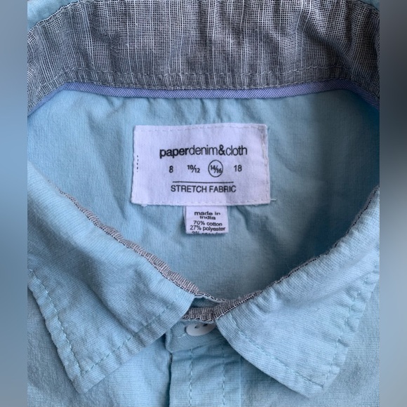 Boys 14/16 Button Down cotton/polyester Shirt | Paper Denim And Cloth - Picture 3 of 3